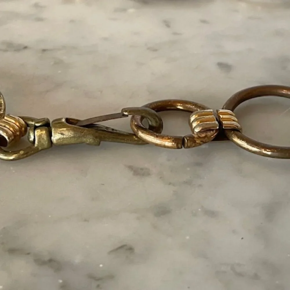 ETIENNE AIGNER Leather Gold Ring Signature Brown Vintage Belt 1515